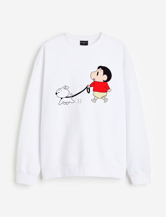 Shinchan & shiro walking - white