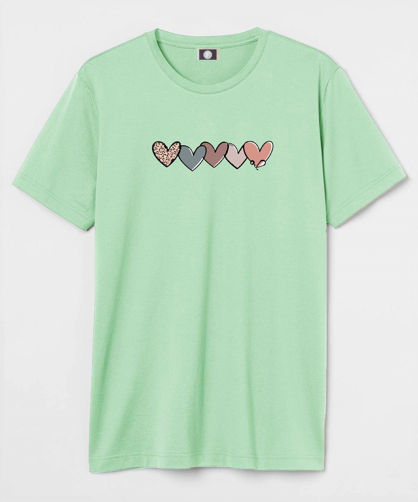 Hearts - light mint green